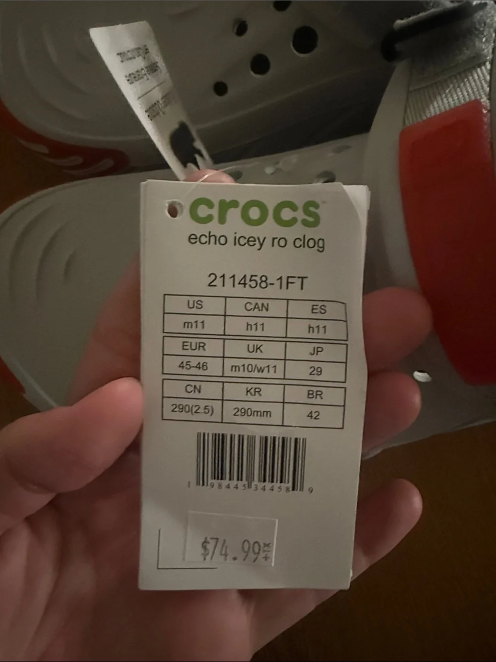 Lightweight Grey and Red Crocs